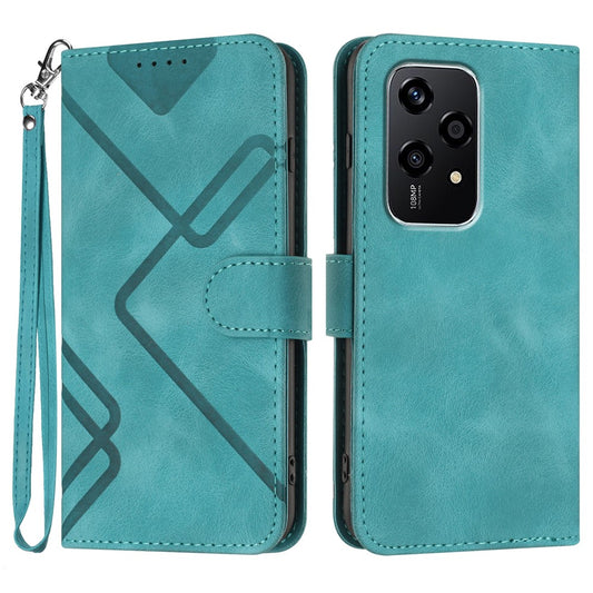 Honor 200 Lite Handyhülle – YX0040 mit Handschlaufe, geometrisches Muster, Leder