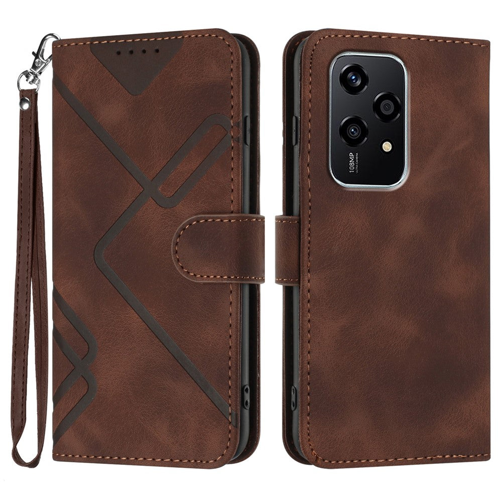 YX0040 For Honor 200 Lite Case with Wrist Strap Geometry Pattern Leather Phone Cover