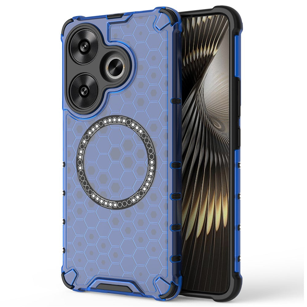 For Xiaomi Poco F6 5G / Redmi Turbo 3 5G Magnetic Case Honeycomb TPU+PC Cell Phone Cover