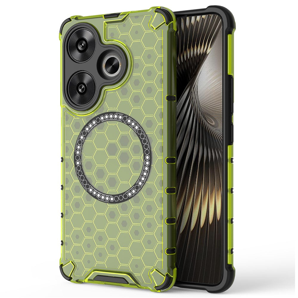 For Xiaomi Poco F6 5G / Redmi Turbo 3 5G Magnetic Case Honeycomb TPU+PC Cell Phone Cover