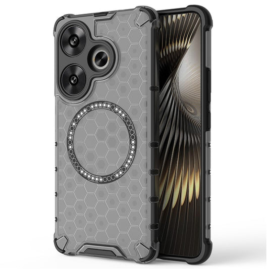 For Xiaomi Poco F6 5G / Redmi Turbo 3 5G Magnetic Case Honeycomb TPU+PC Cell Phone Cover