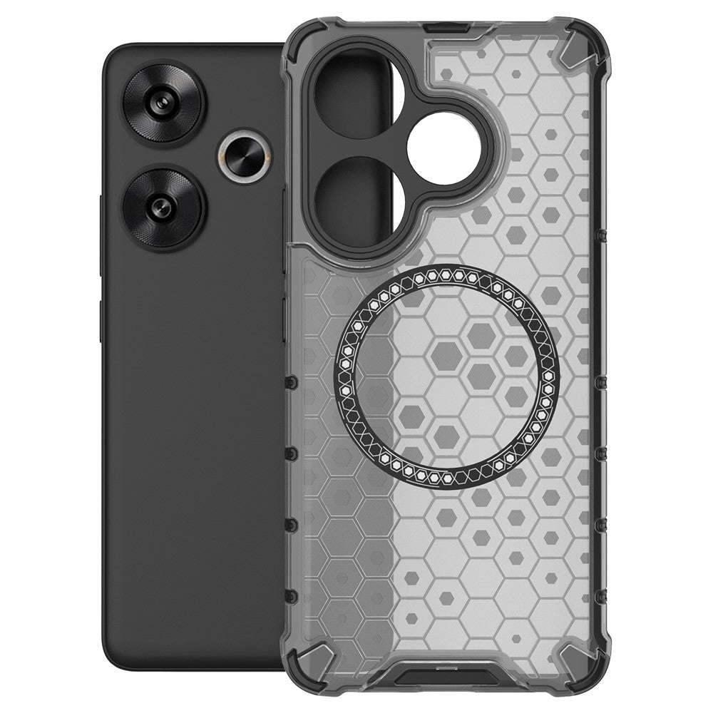 For Xiaomi Poco F6 5G / Redmi Turbo 3 5G Magnetic Case Honeycomb TPU+PC Cell Phone Cover