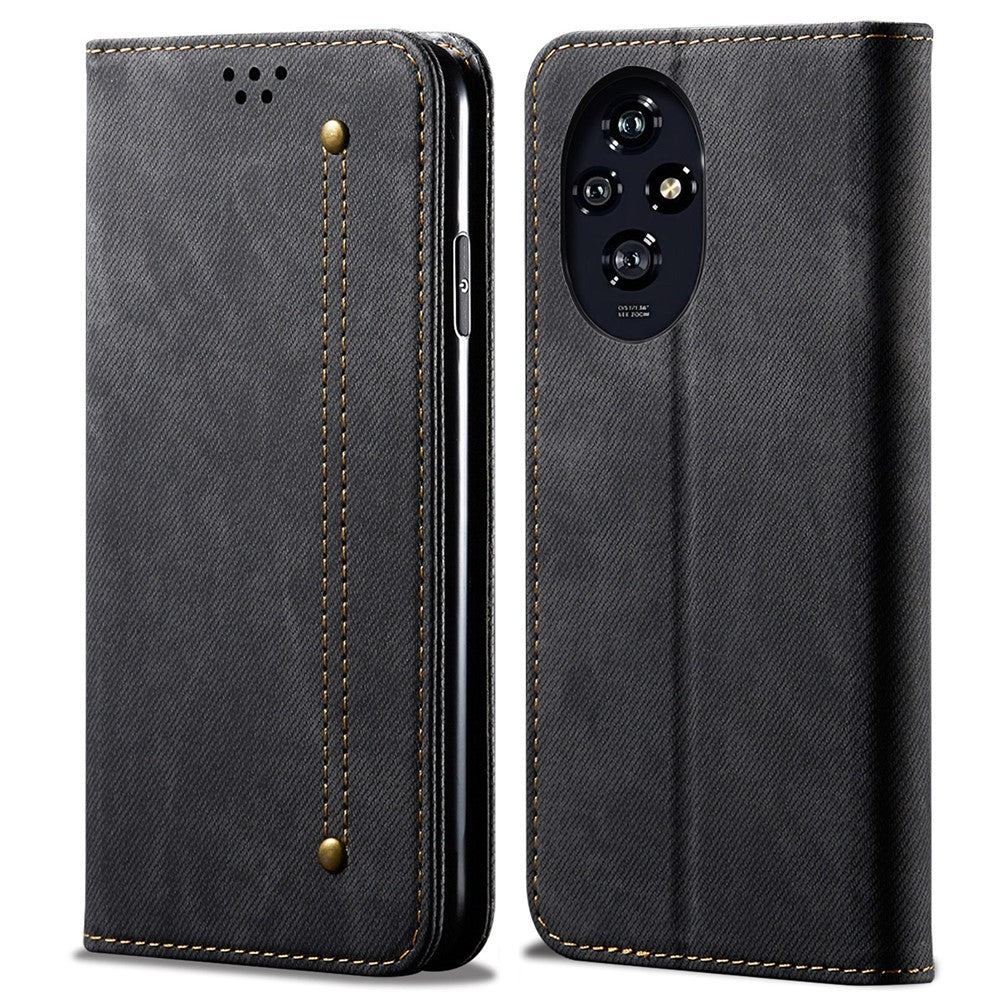 For Honor 200 5G Case Wallet Leather Phone Cover Jeans Cloth Texture Anti-Fingerprint