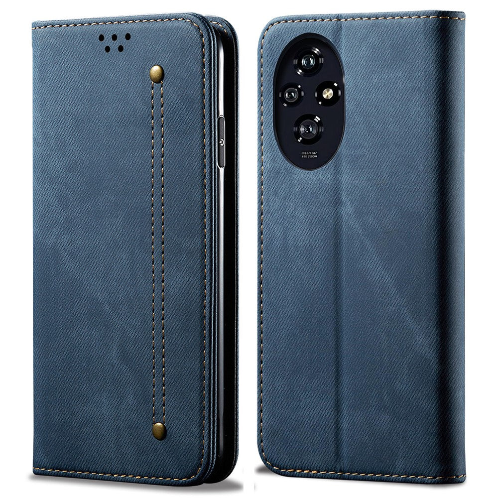 For Honor 200 Pro 5G Case Leather Jeans Cloth Texture Phone Cover Magnetic Absorption