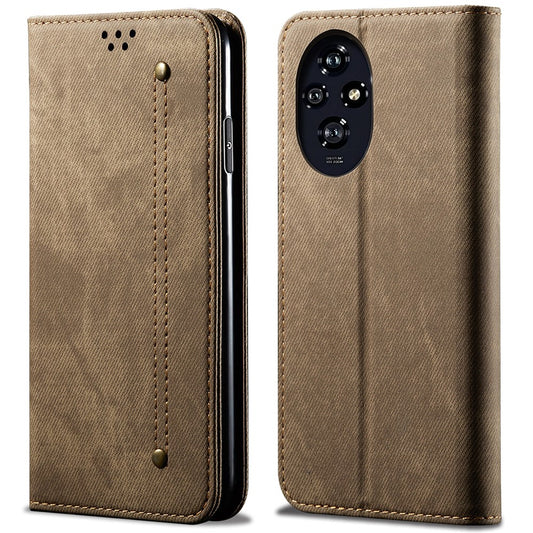 Honor 200 Pro 5G Handyhülle – Leder Jeans Stoff Textur Magnetische Absorption