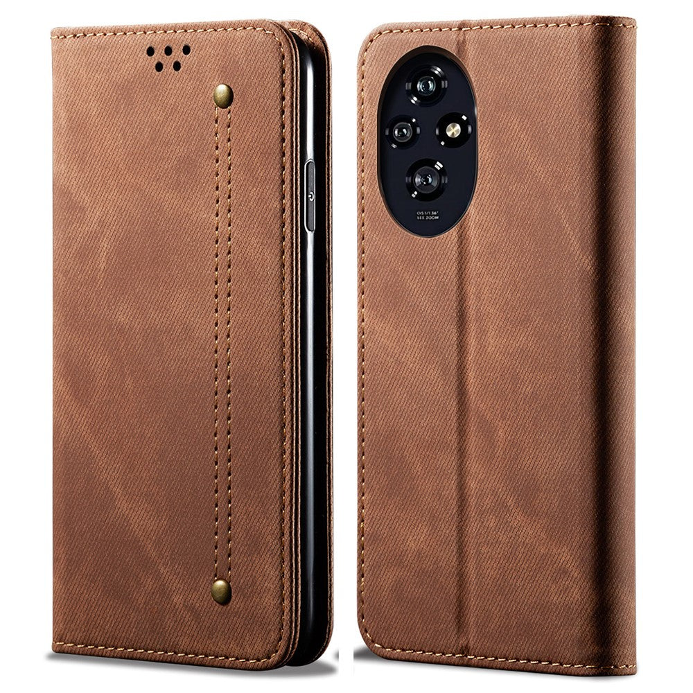 For Honor 200 Pro 5G Case Leather Jeans Cloth Texture Phone Cover Magnetic Absorption