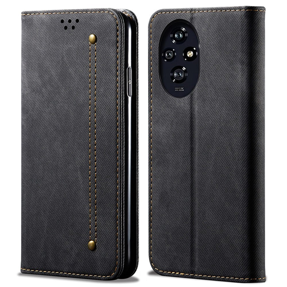 For Honor 200 Pro 5G Case Leather Jeans Cloth Texture Phone Cover Magnetic Absorption