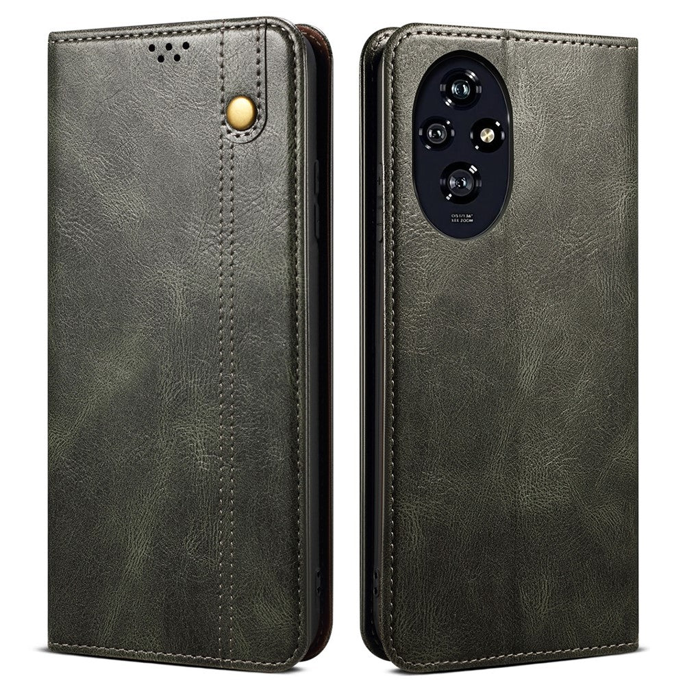 For Honor 200 5G Case Crazy Horse Texture Leather Phone Cover Hidden Magnetic Adsorption