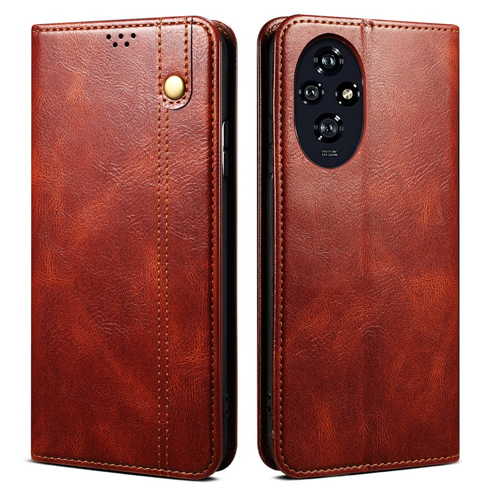 For Honor 200 Pro 5G Case Waxy Crazy Horse Texture Leather Phone Cover 2 Card Slots Stand