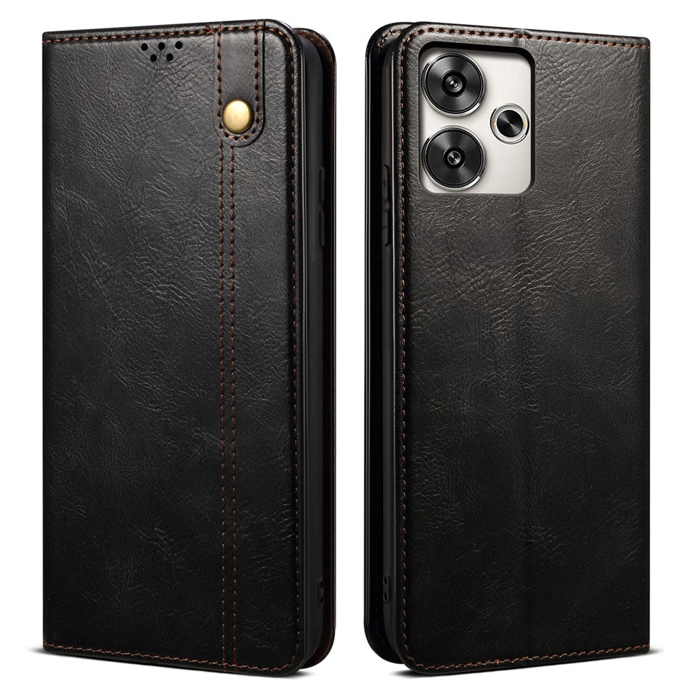 For Xiaomi Redmi 13 5G / 13 4G / Note 13R 5G / Poco M6 4G Case Crazy Horse Texture PU Leather Stand Phone Cover