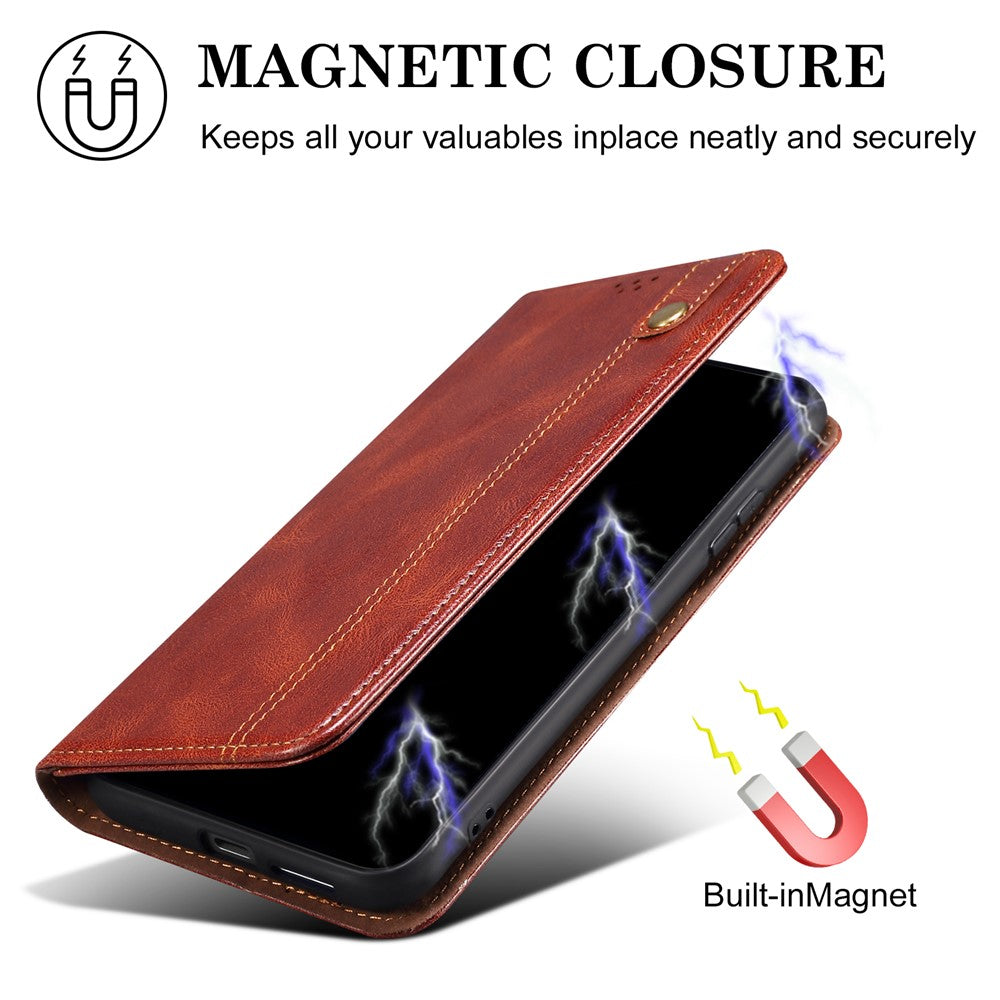 For Xiaomi Redmi 13 5G / 13 4G / Note 13R 5G / Poco M6 4G Case Crazy Horse Texture PU Leather Stand Phone Cover