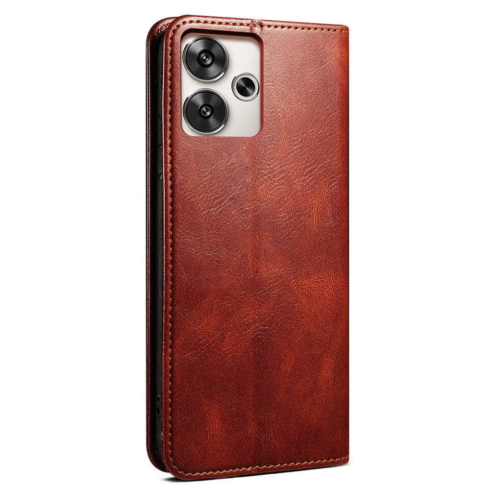 For Xiaomi Redmi 13 5G / 13 4G / Note 13R 5G / Poco M6 4G Case Crazy Horse Texture PU Leather Stand Phone Cover