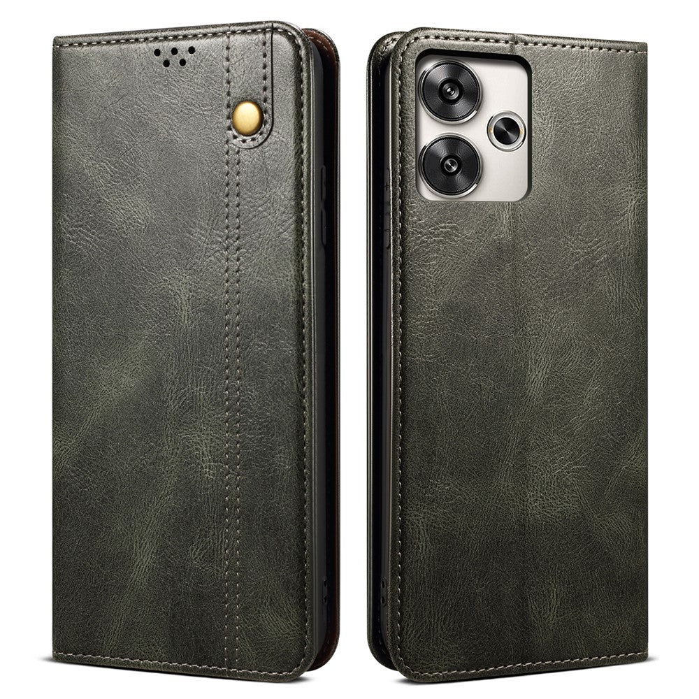For Xiaomi Redmi 13 5G / 13 4G / Note 13R 5G / Poco M6 4G Case Crazy Horse Texture PU Leather Stand Phone Cover