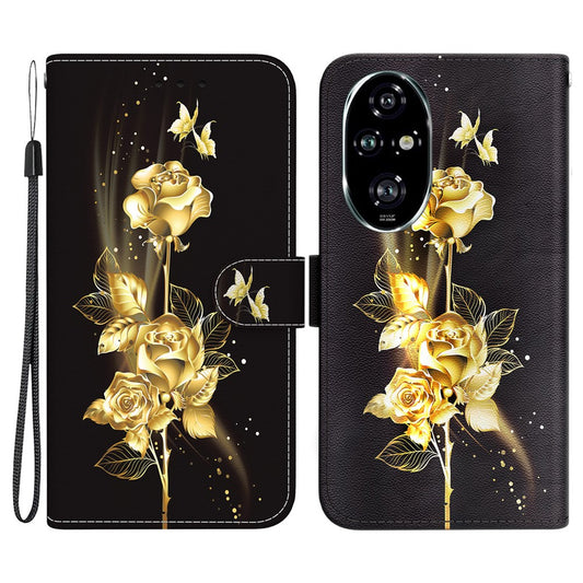 Honor 200 Pro 5G Handyhülle – Standfunktion--Muster-Druck-Leder-Geldbörsen