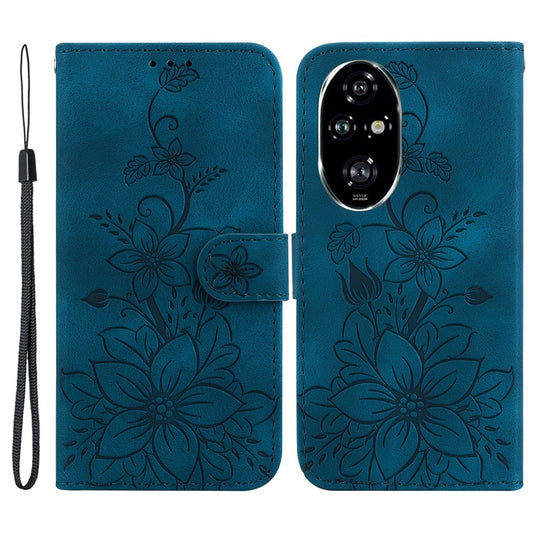 Honor 200 Pro 5G Handyhülle – Brieftaschen- mit Lily-Aufdruck, Leder-Folio-Klapphülle