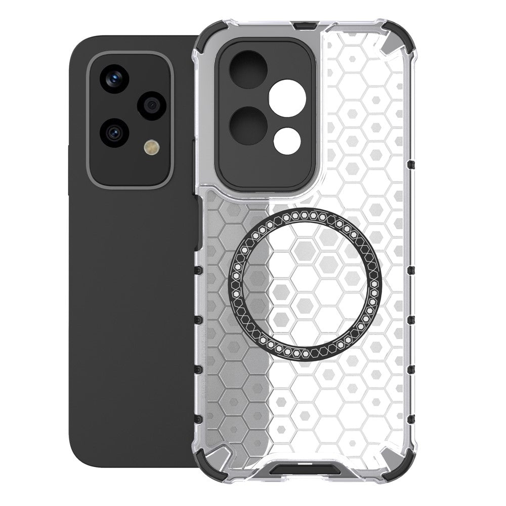 For Honor 200 Lite Magnetic Case Honeycomb TPU+PC Cell Phone Cover