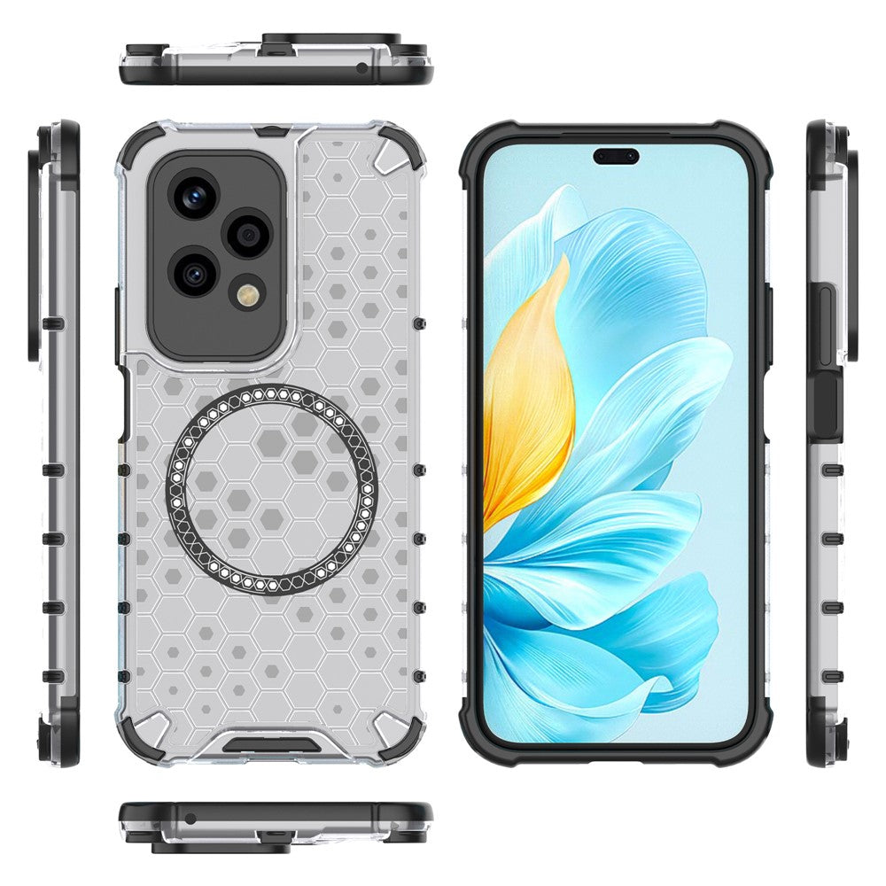 For Honor 200 Lite Magnetic Case Honeycomb TPU+PC Cell Phone Cover