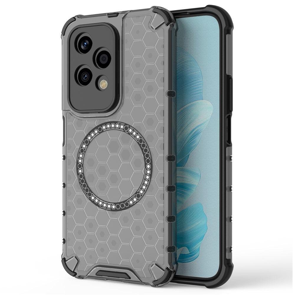 For Honor 200 Lite Magnetic Case Honeycomb TPU+PC Cell Phone Cover