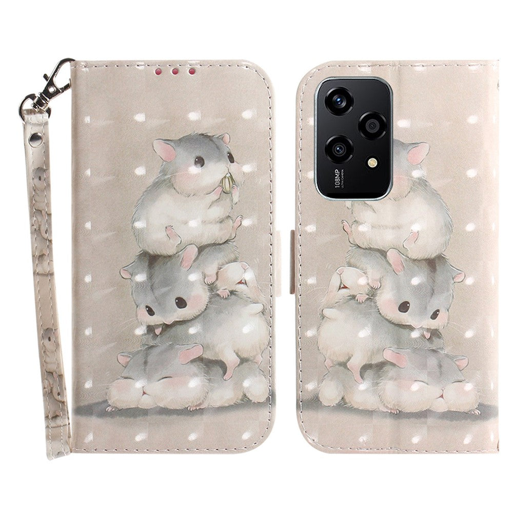For Honor 200 Lite Stand Case Pattern Print PU Leather Wallet Phone Cover