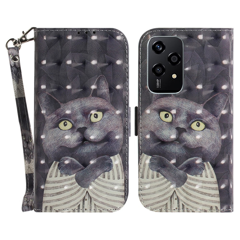 For Honor 200 Lite Stand Case Pattern Print PU Leather Wallet Phone Cover