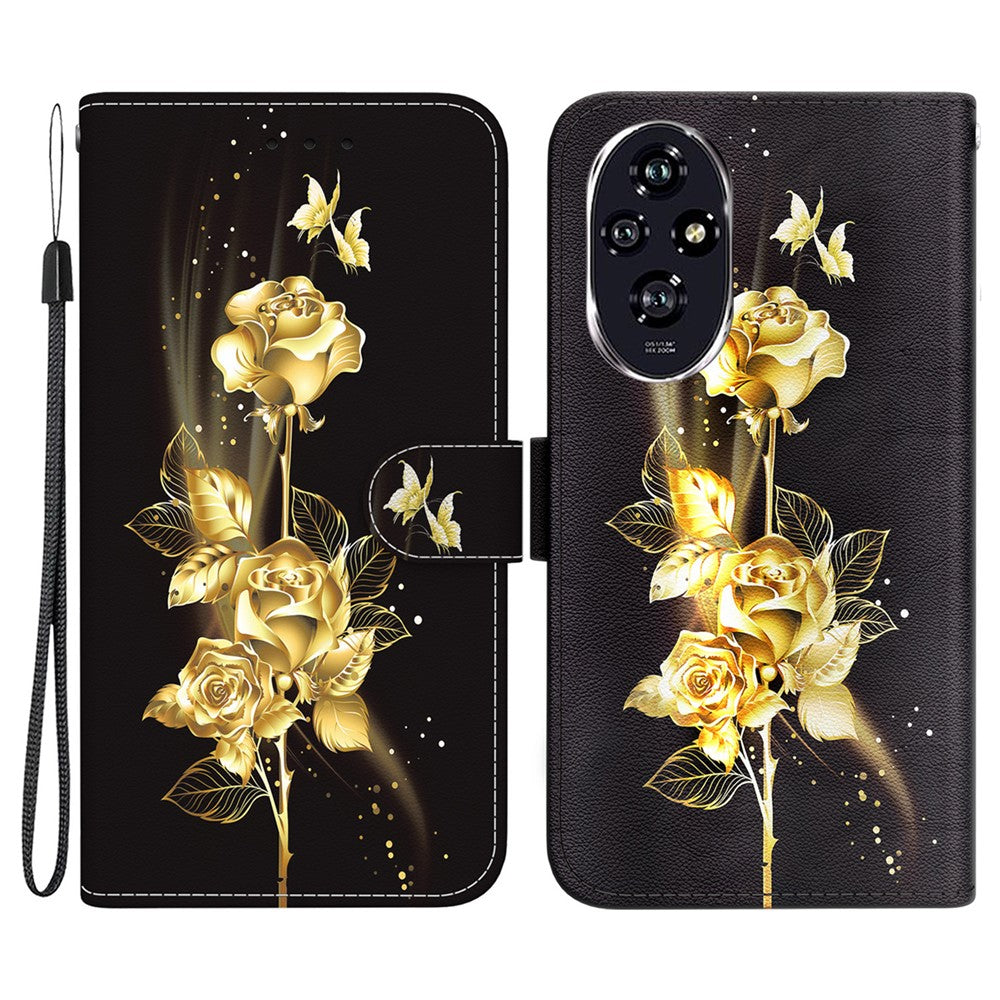For Honor 200 5G Case Pattern Print Leather Wallet Phone Cover with Stand