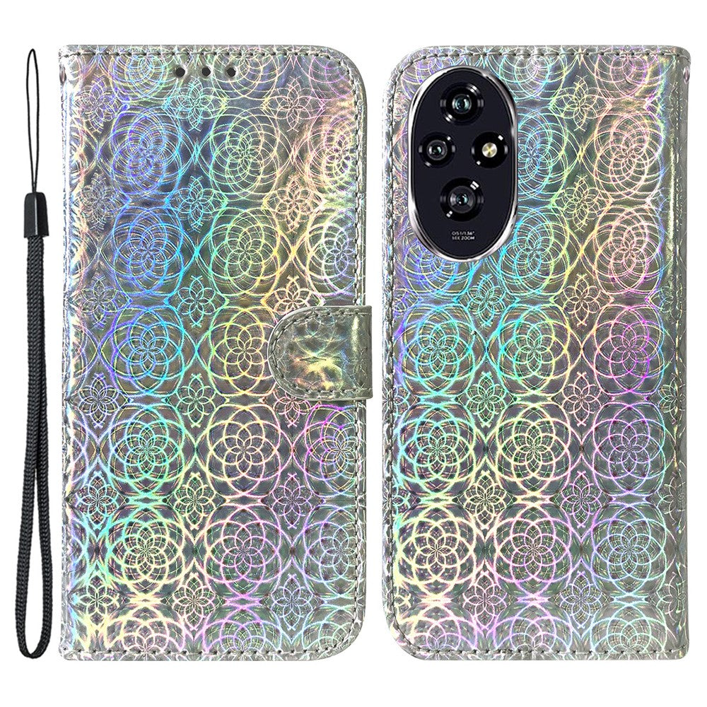 For Honor 200 5G Stand Case Dazzling Flower Protective PU Leather Phone Cover