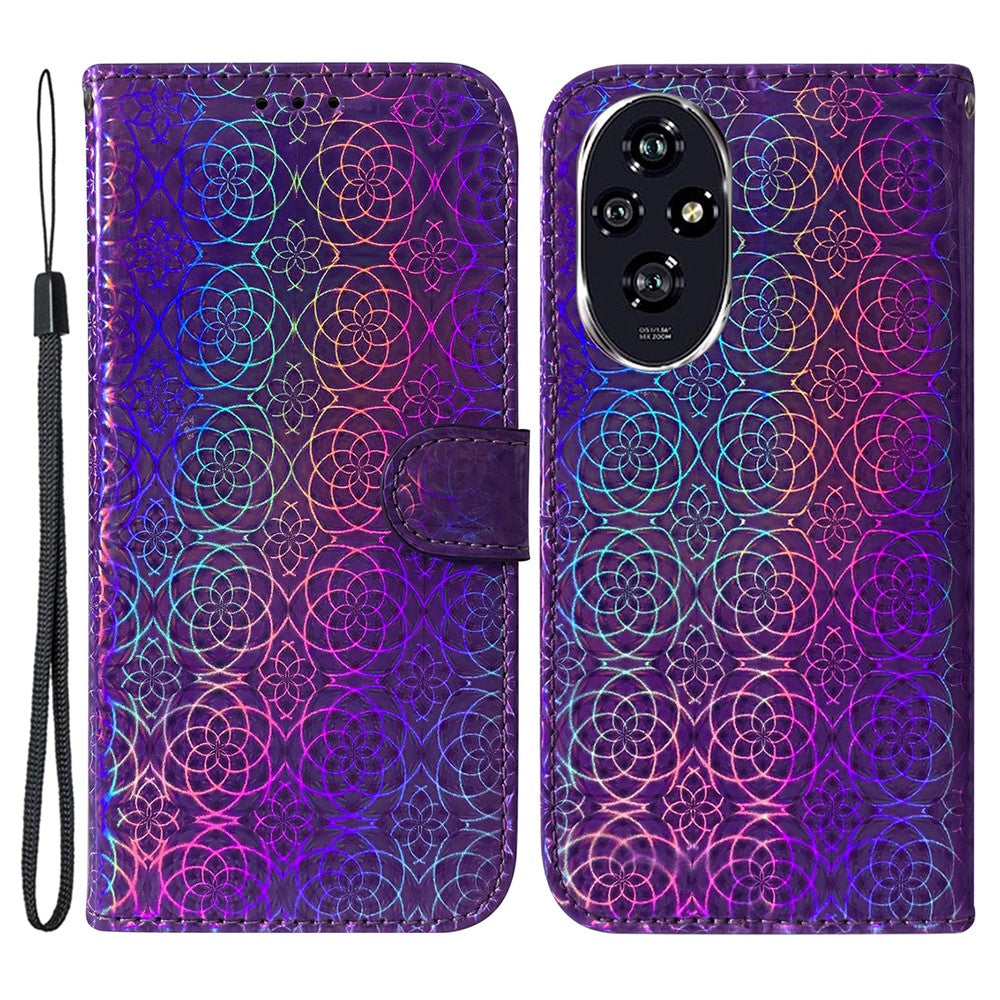 For Honor 200 5G Stand Case Dazzling Flower Protective PU Leather Phone Cover