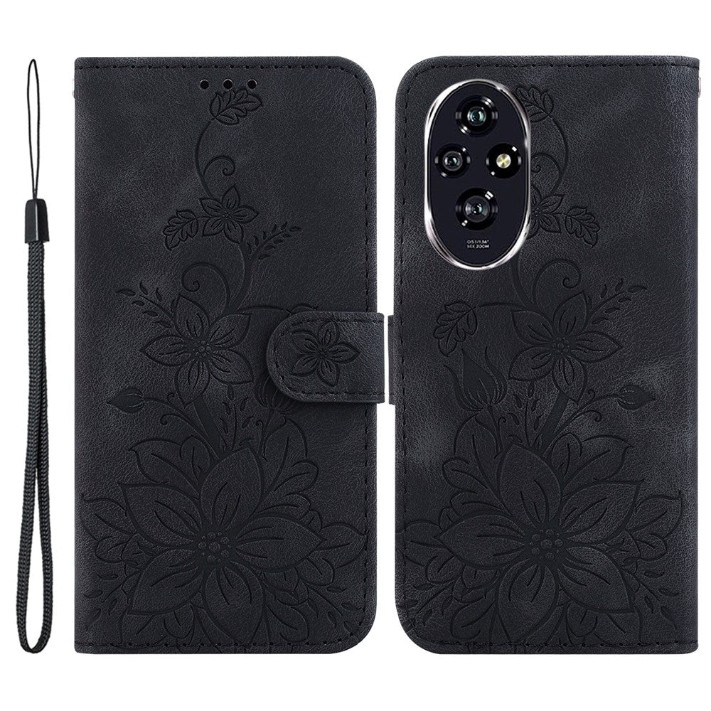 For Honor 200 5G Wallet Case Lily Imprint Leather Stand Phone Cover