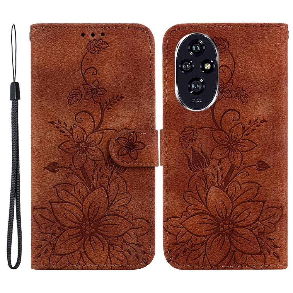 For Honor 200 5G Wallet Case Lily Imprint Leather Stand Phone Cover