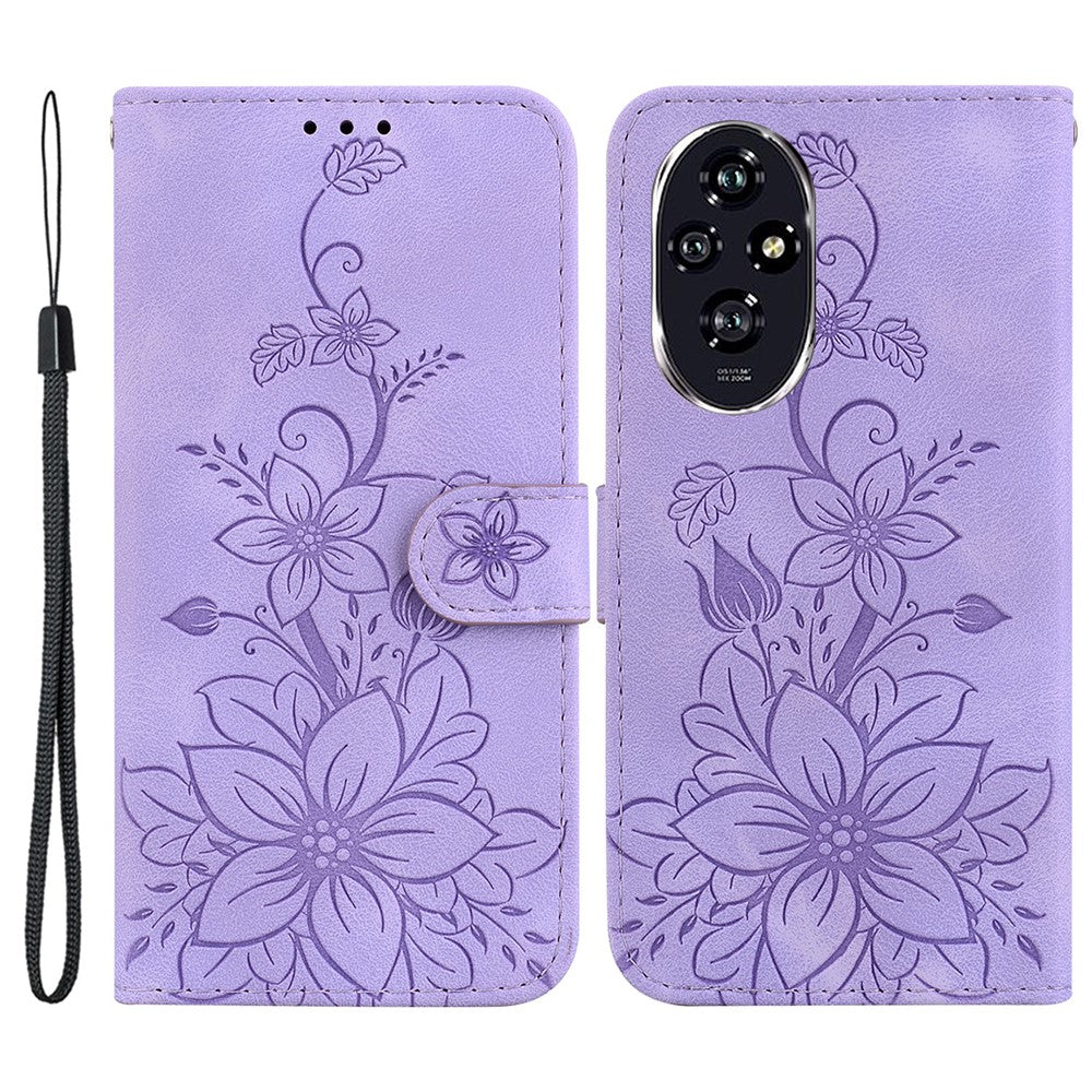 For Honor 200 5G Wallet Case Lily Imprint Leather Stand Phone Cover