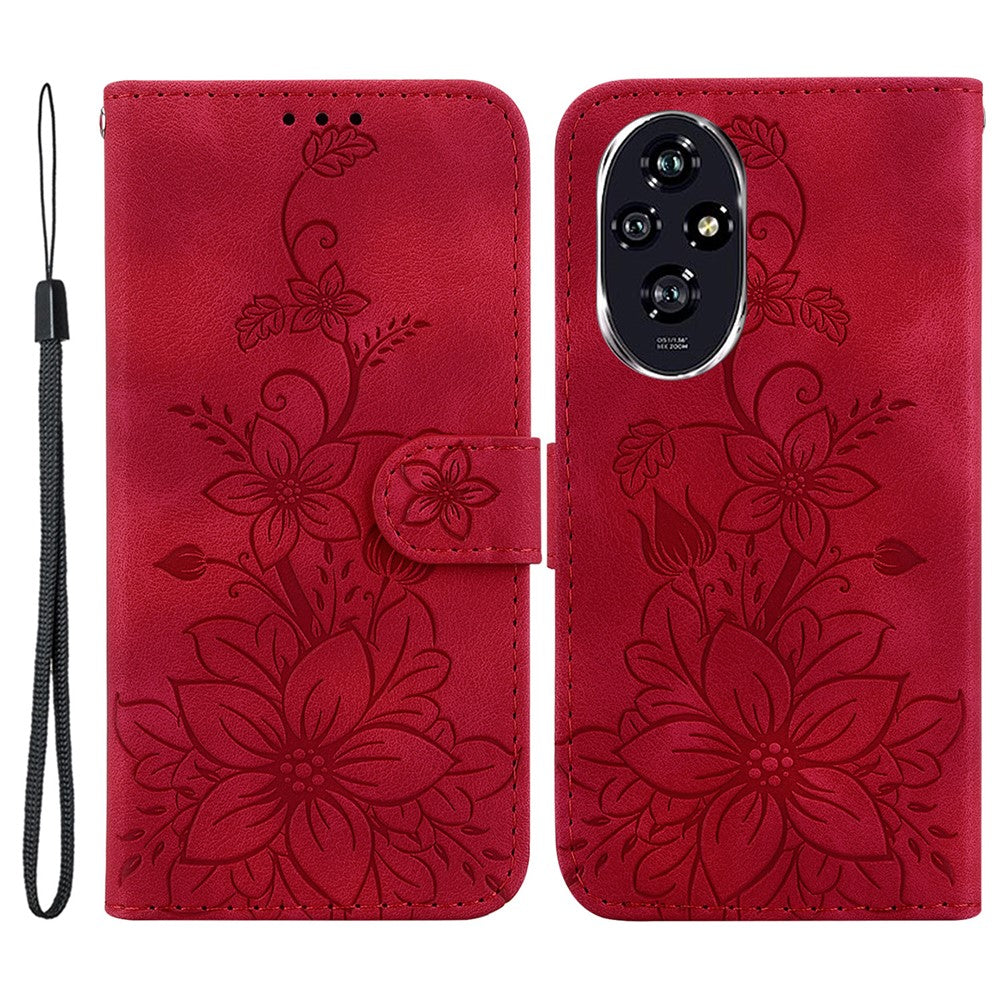 For Honor 200 5G Wallet Case Lily Imprint Leather Stand Phone Cover