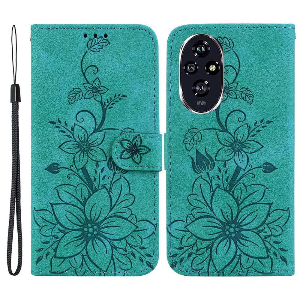 For Honor 200 5G Wallet Case Lily Imprint Leather Stand Phone Cover