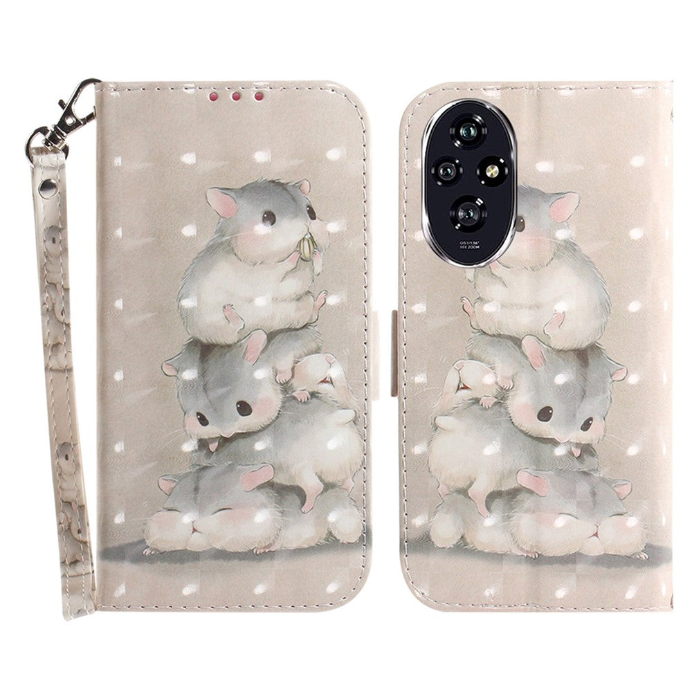 For Honor 200 5G Case Pattern Print PU Leather Wallet Stand Phone Cover