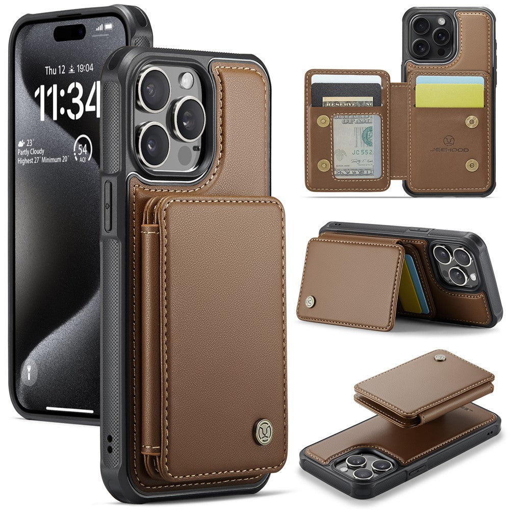 iPhone 15 Pro Max Leder-Handyhülle – Mit abnehmbarer magnetische Kartentasche