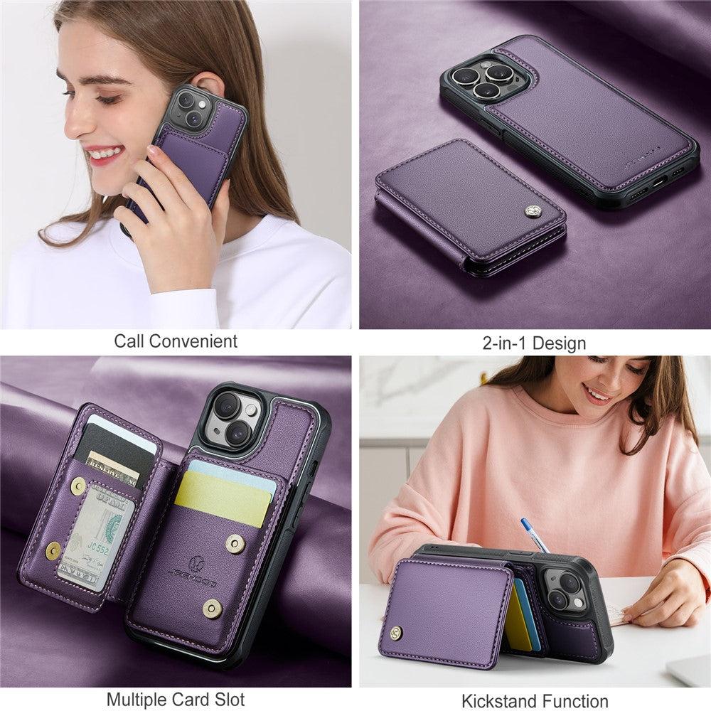 iPhone 15 Leder-Handyhülle – Mit abnehmbarer magnetische Kartentasche