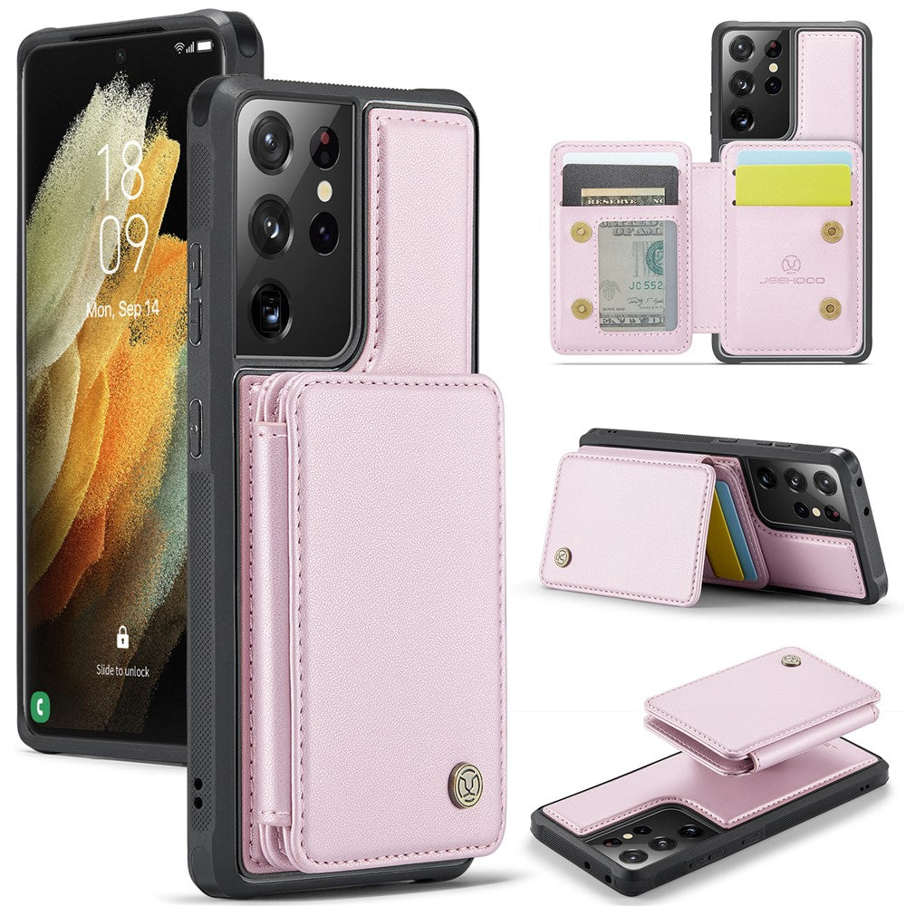 Galaxy S21 Ultra 5G Leder-Handyhülle – Mit abnehmbarer magnetische Kartentasche