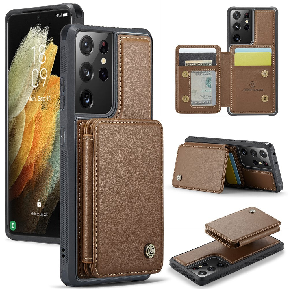Galaxy S21 Ultra 5G Leder-Handyhülle – Mit abnehmbarer magnetische Kartentasche
