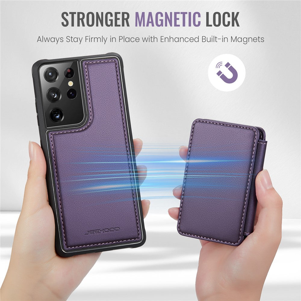 Galaxy S21 Ultra 5G Leder-Handyhülle – Mit abnehmbarer magnetische Kartentasche