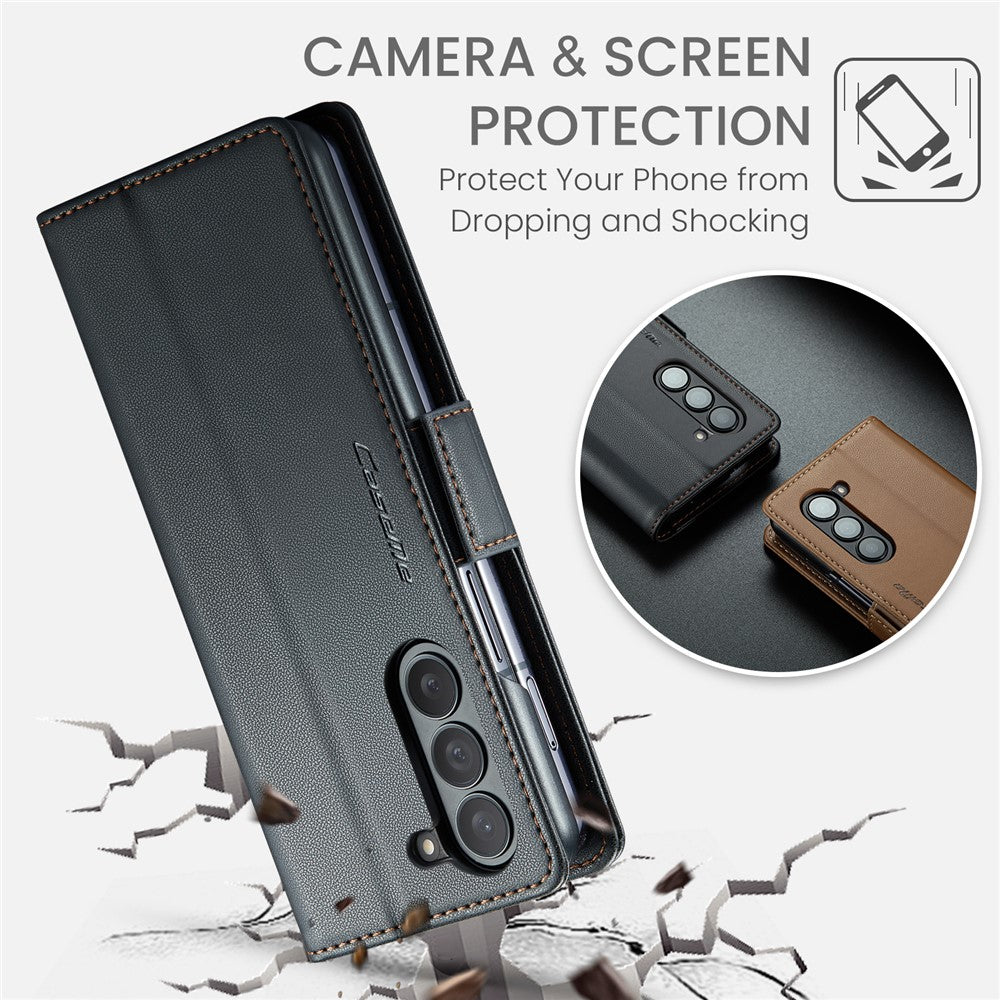 Galaxy Z Fold6 5G Glänzende Wallet-Hülle – RFID-Schutz & Ständer