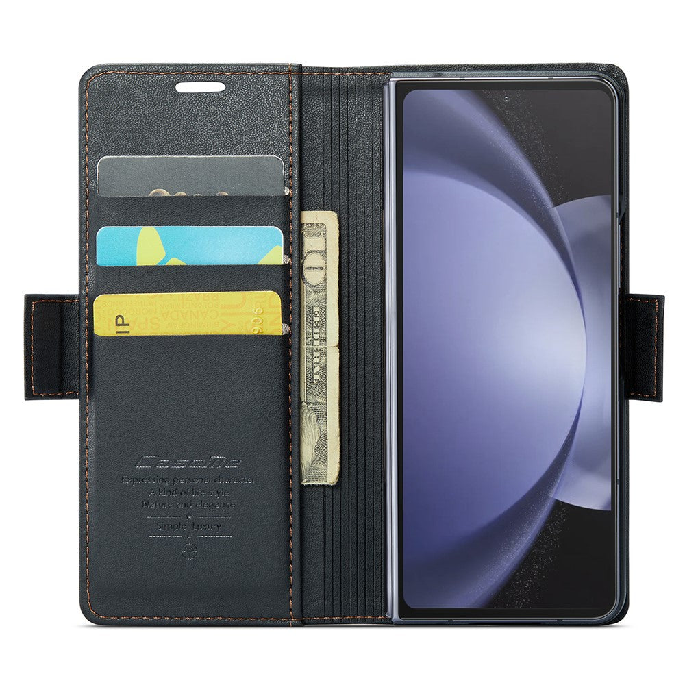 Galaxy Z Fold6 5G Glänzende Wallet-Hülle – RFID-Schutz & Ständer