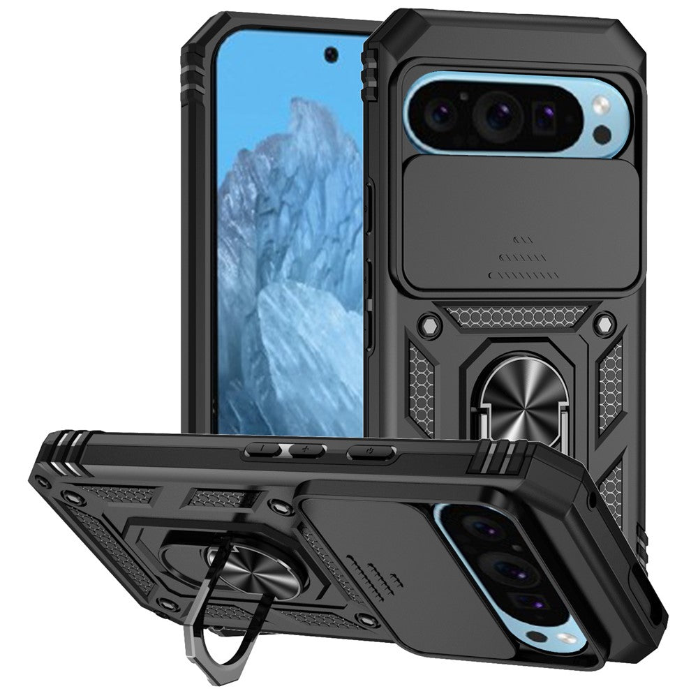 Pixel 10 Pro / 10 / 9 / 9 Pro Stoßfeste Schutzhülle – mit Kameraschutz-Schieber & 360° Ringhalter