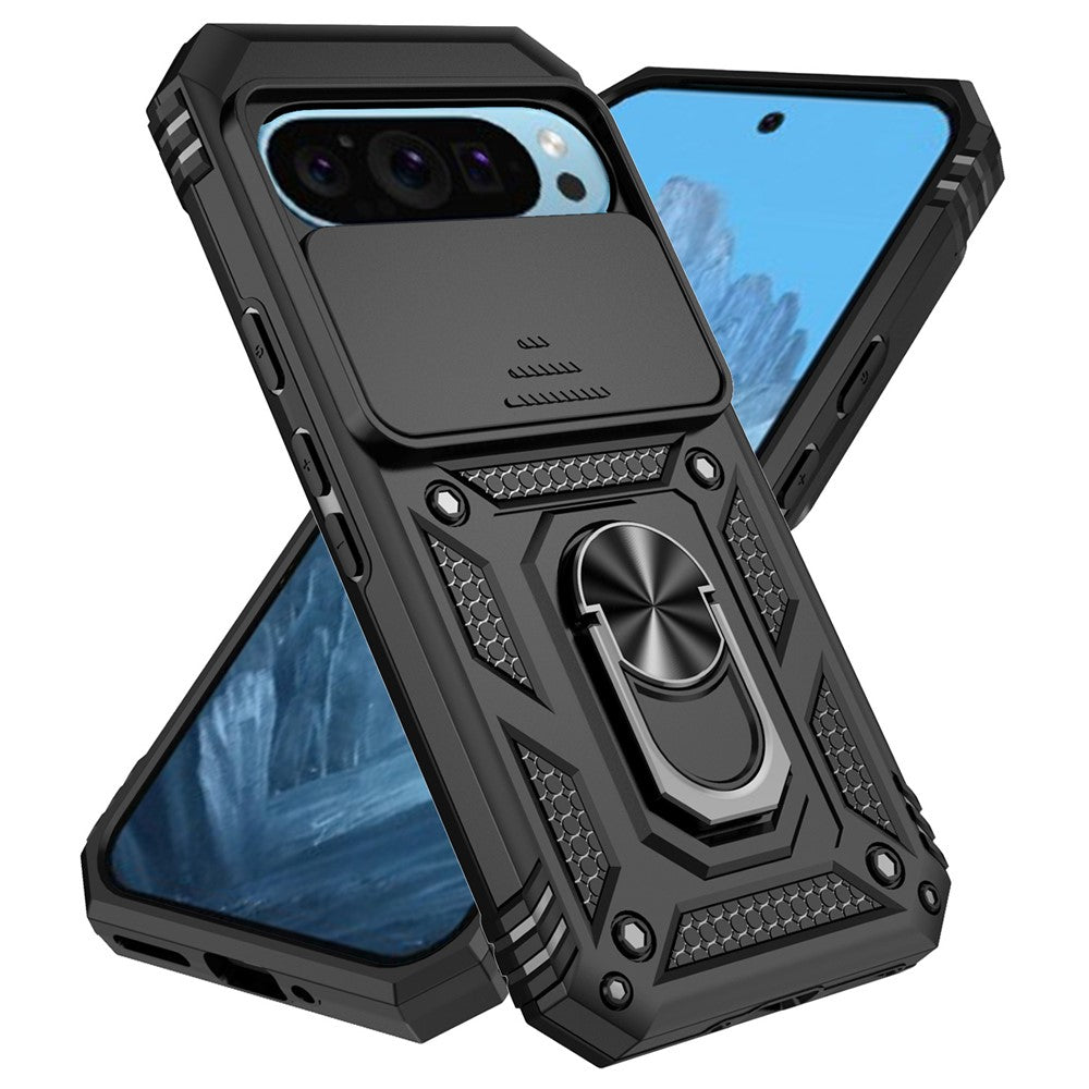 Pixel 10 Pro / 10 / 9 / 9 Pro Stoßfeste Schutzhülle – mit Kameraschutz-Schieber & 360° Ringhalter