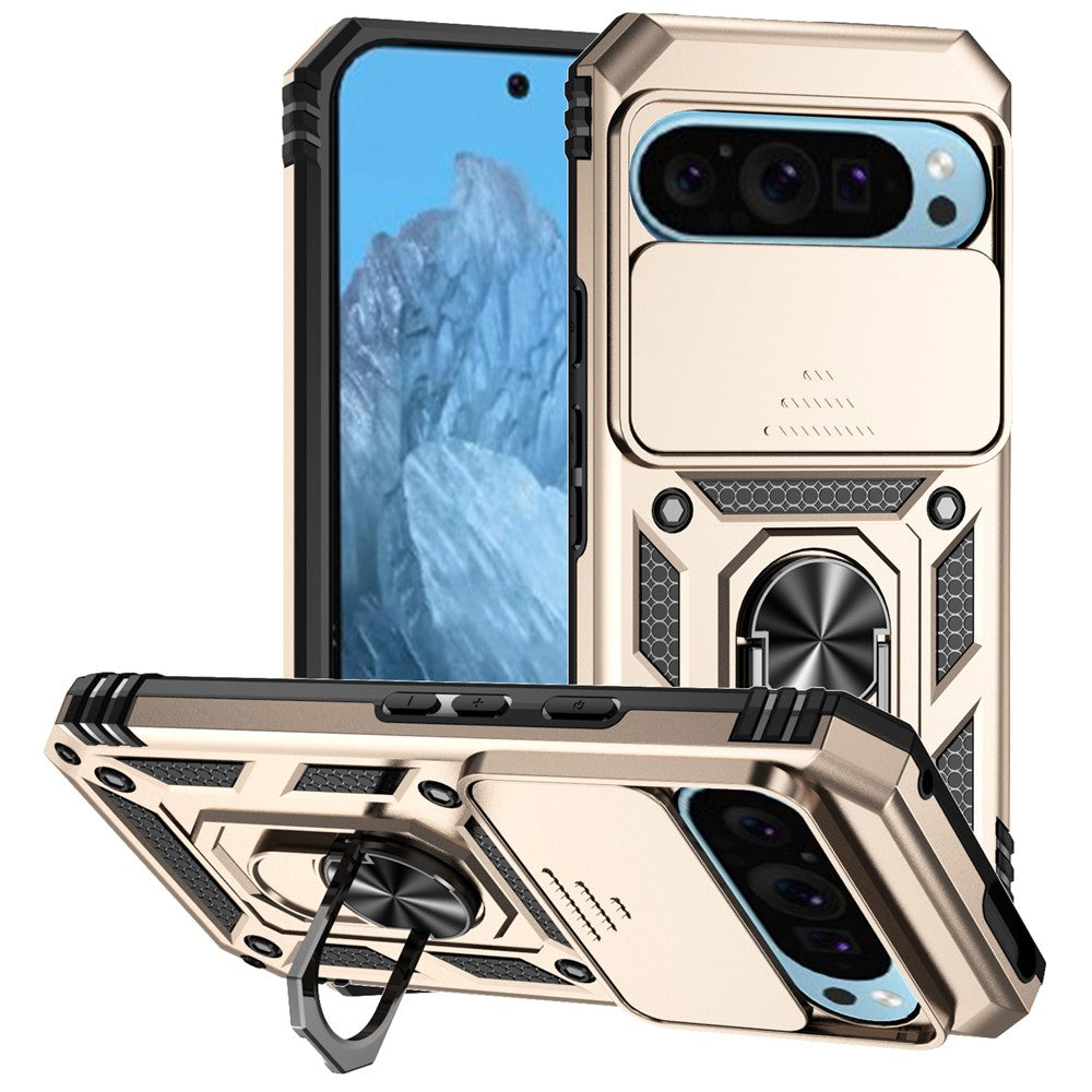 Pixel 10 Pro / 10 / 9 / 9 Pro Stoßfeste Schutzhülle – mit Kameraschutz-Schieber & 360° Ringhalter
