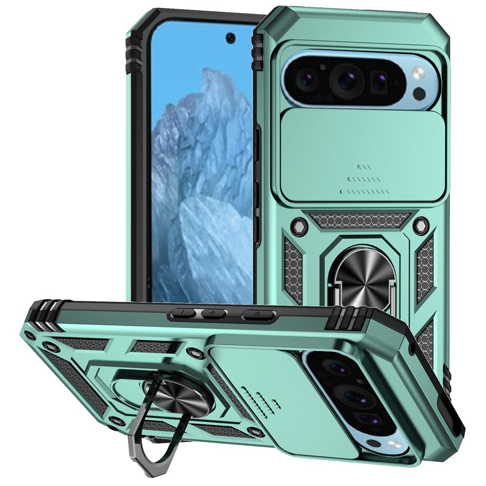 Pixel 10 Pro / 10 / 9 / 9 Pro Stoßfeste Schutzhülle – mit Kameraschutz-Schieber & 360° Ringhalter