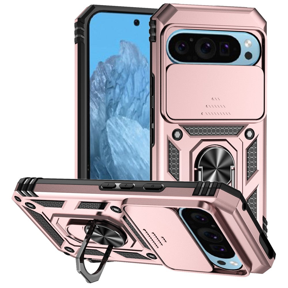 Pixel 10 Pro / 10 / 9 / 9 Pro Stoßfeste Schutzhülle – mit Kameraschutz-Schieber & 360° Ringhalter