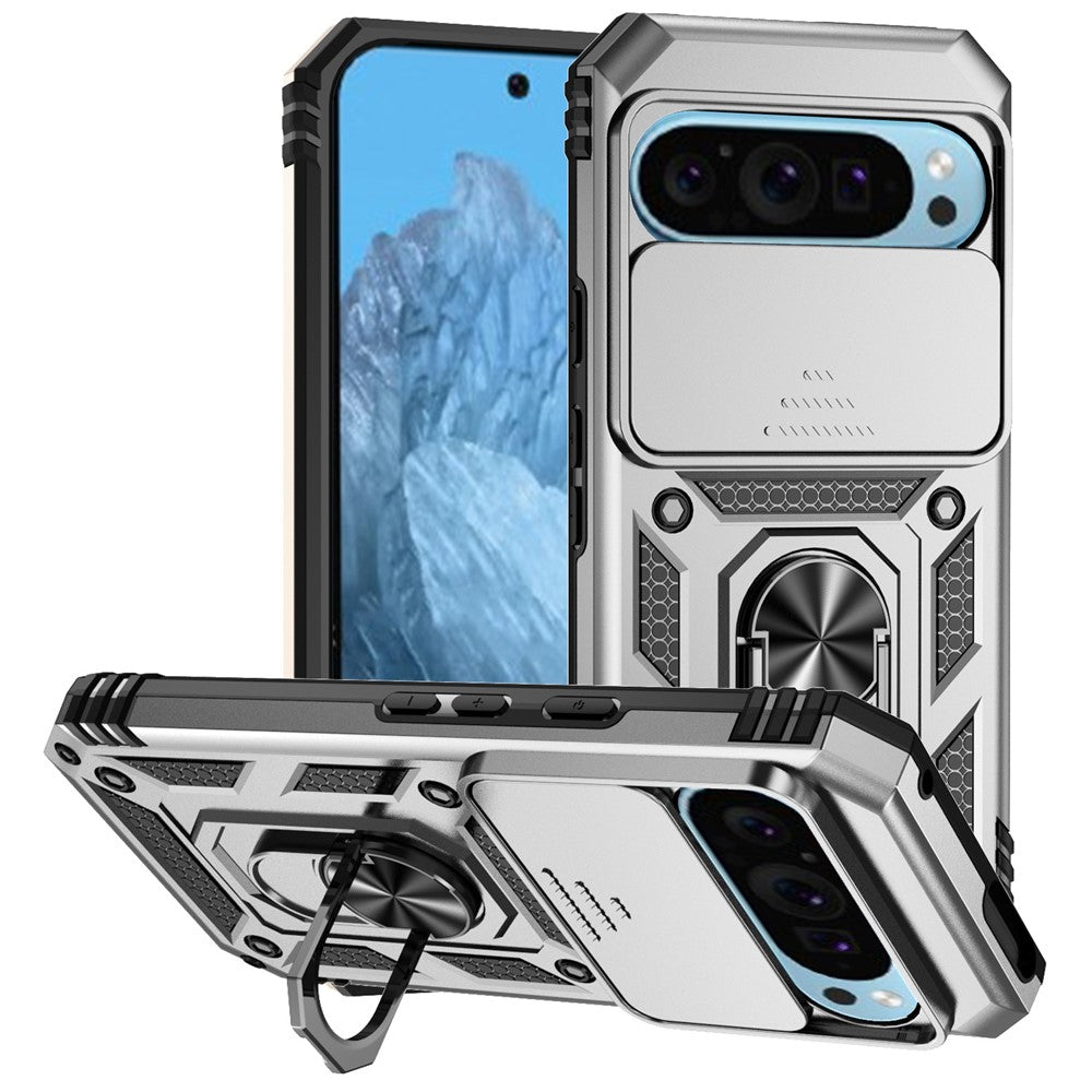 Pixel 10 Pro / 10 / 9 / 9 Pro Stoßfeste Schutzhülle – mit Kameraschutz-Schieber & 360° Ringhalter