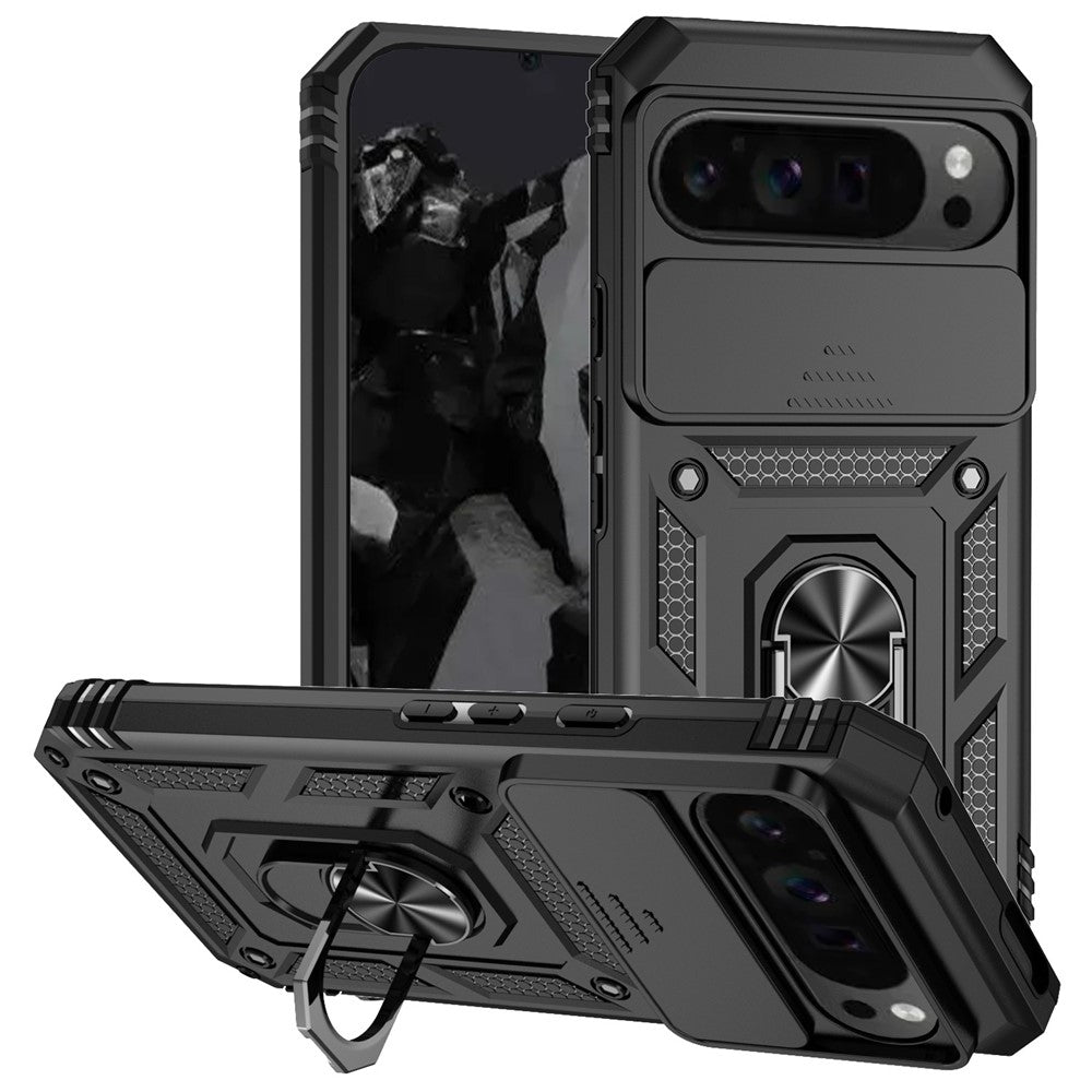 Pixel 10 Pro XL / Pixel 9 Pro XL Stoßfeste Schutzhülle – mit Kameraschutz-Schieber & 360° Ringhalter