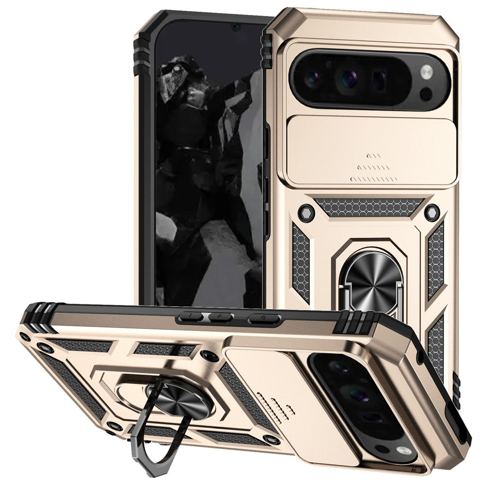 Pixel 10 Pro XL / Pixel 9 Pro XL Stoßfeste Schutzhülle – mit Kameraschutz-Schieber & 360° Ringhalter
