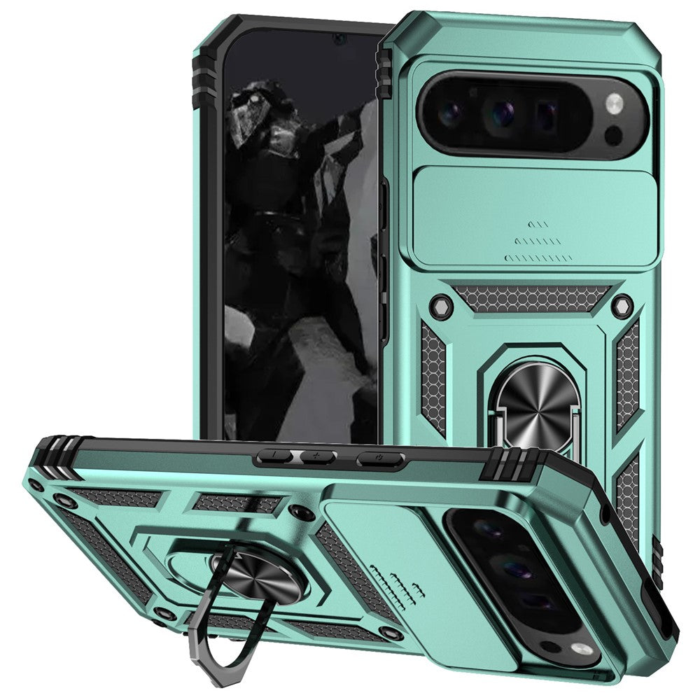 Pixel 10 Pro XL / Pixel 9 Pro XL Stoßfeste Schutzhülle – mit Kameraschutz-Schieber & 360° Ringhalter