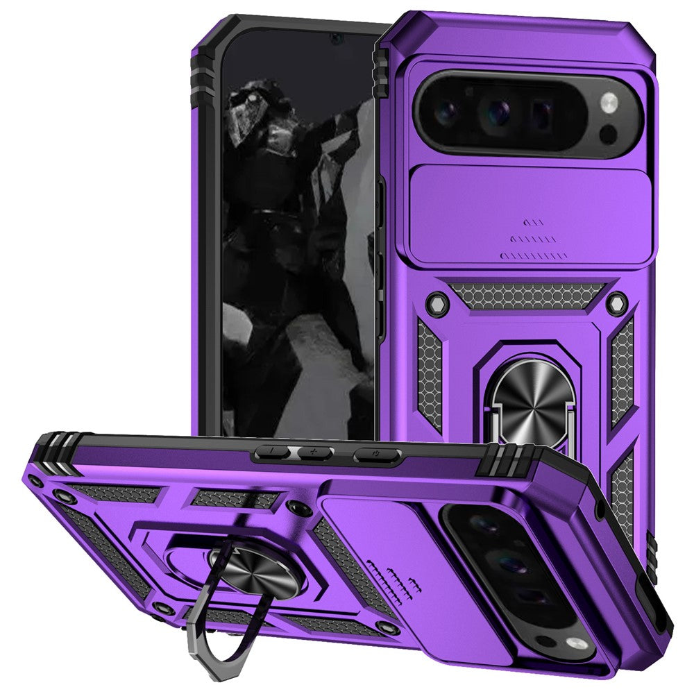 Pixel 10 Pro XL / Pixel 9 Pro XL Stoßfeste Schutzhülle – mit Kameraschutz-Schieber & 360° Ringhalter